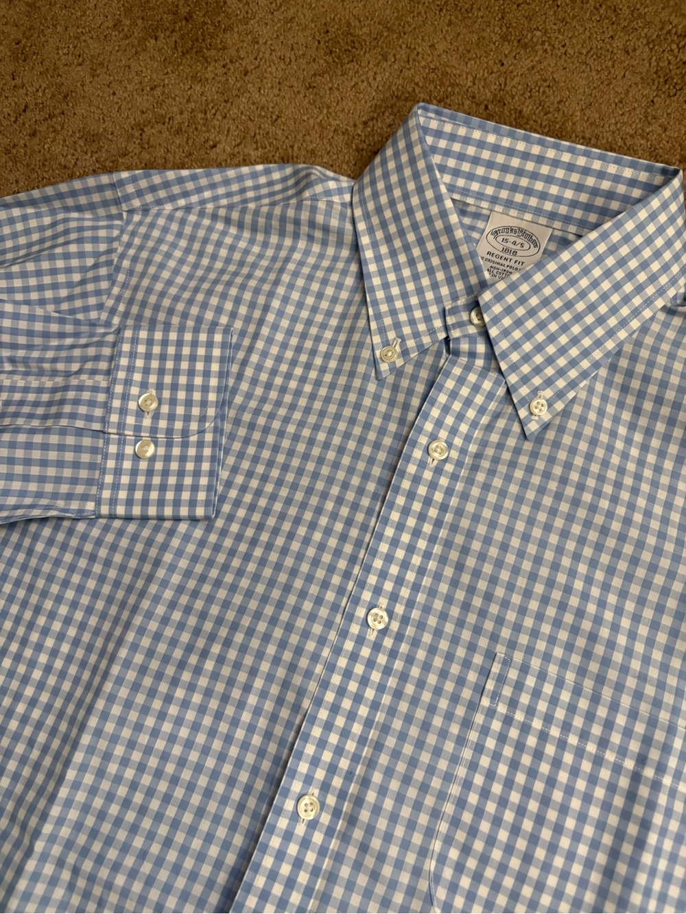 SALES SAMPLE Brooks Brothers Dress Shirt Mens Regent Fit 15-4/5 Blue Plaid